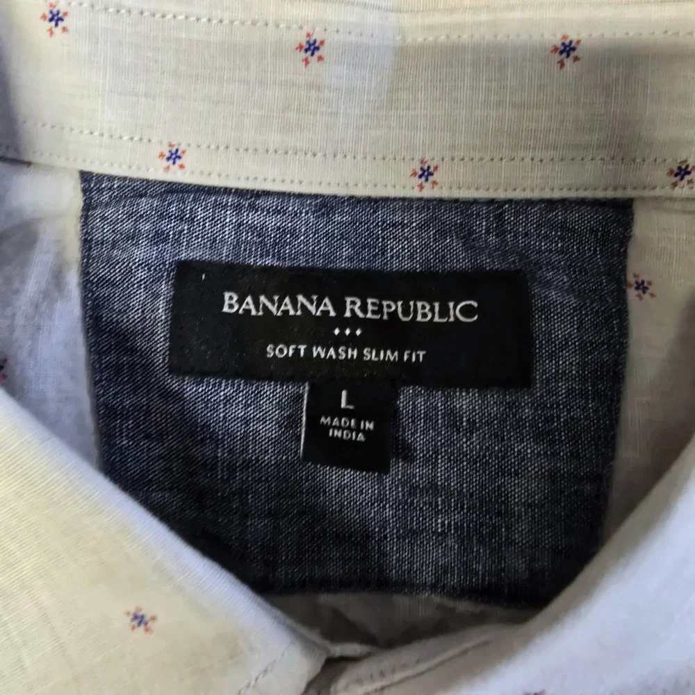 Banana Republic Mens Soft Wash Slim Fit Floral Print Button Down Shirt Gray L